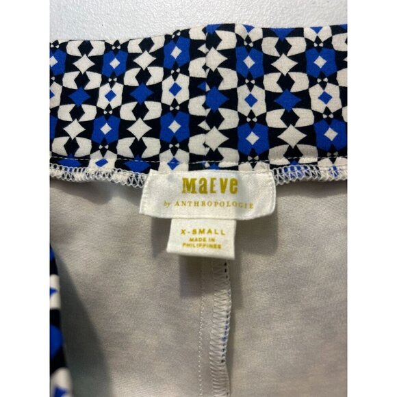 Anthropologie Maeve Pull-On Bootcut Pants Blue Motif Size XS - Picture 9 of 10